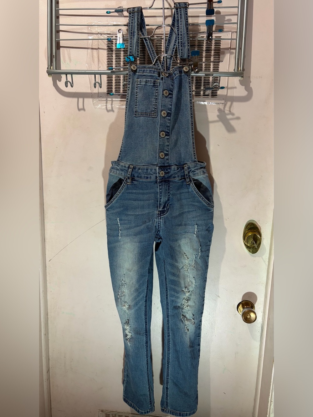 Ardene Blue Distressed Denim Overalls